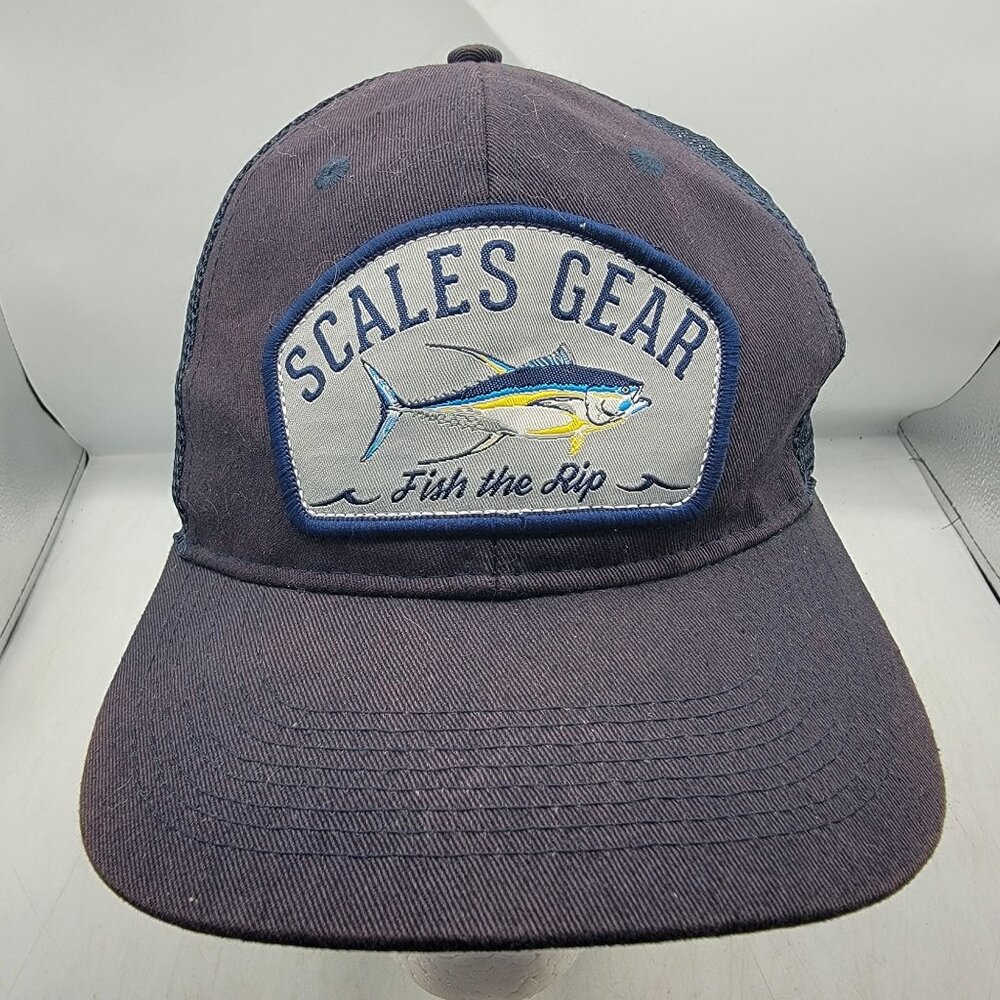 Scales Gear Fish The Rip Blue Trucker Hat Adjustable Snapback Mesh Back